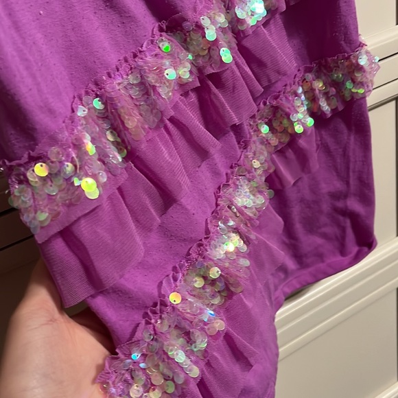 Purple sequin ruffle top - Picture 3 of 4